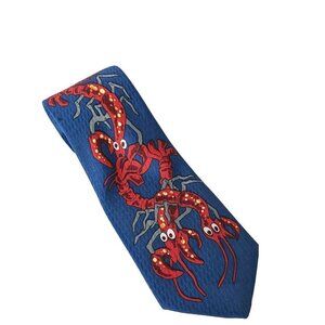 Preppie by J.B. Funny Red Lobster Seafood Blue Red Novelty Necktie
